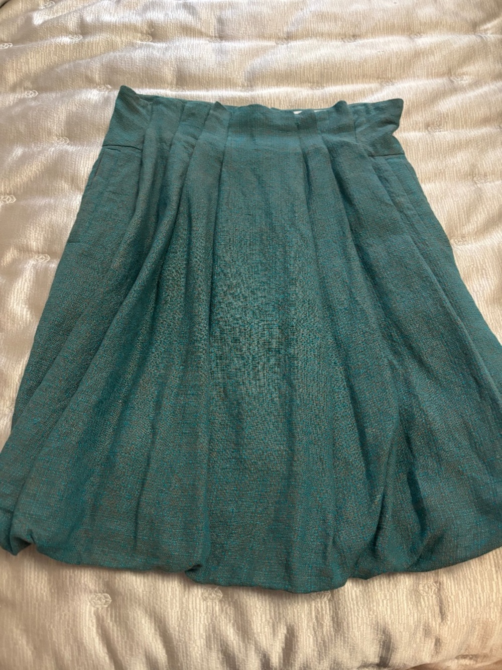 CHLOÉ Paris Made in France Teal Bubble-Hem Pleated Skirt - Size FR 38